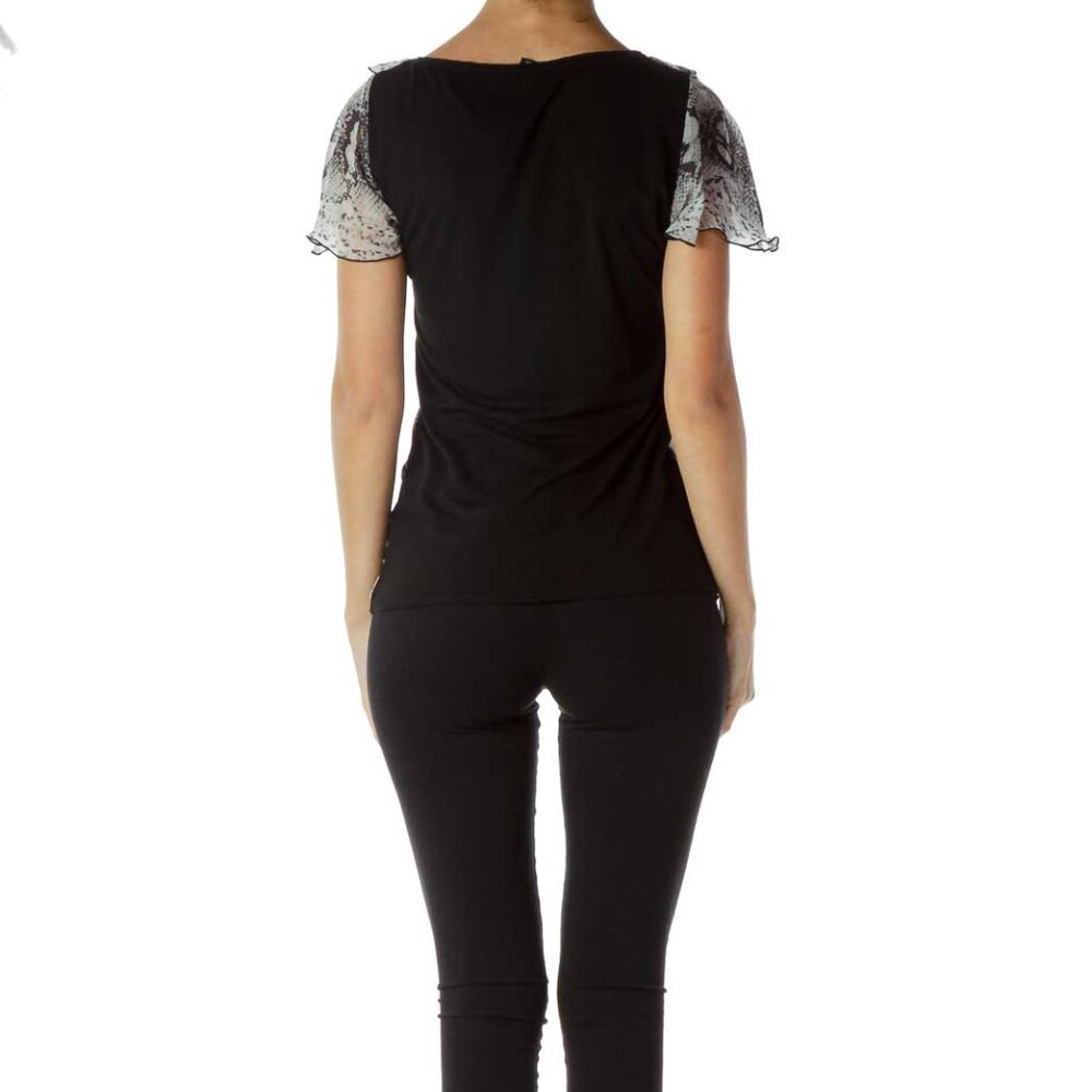 White House Black Market Black White Snake Skin Print Blouse - Picture 3 of 3